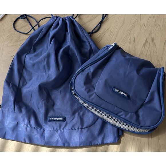 Samsonite Toiletry Bag & Gym Clothes Nylon Backpack Everyday Navy Blue Travel - Picture 1 of 11
